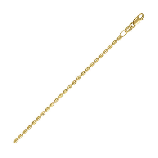 C111 14k yellow gold diamond cut oval bead chain